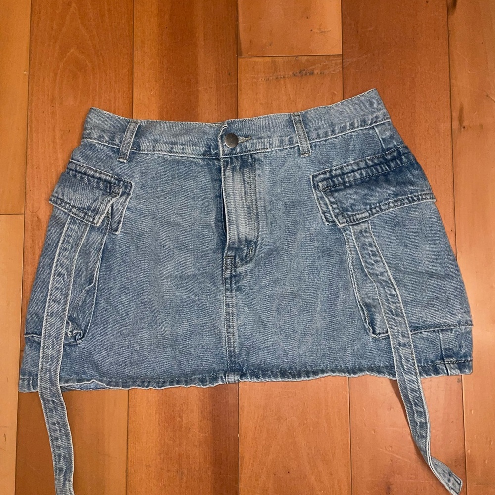 Denim Mini Skirt with Pockets